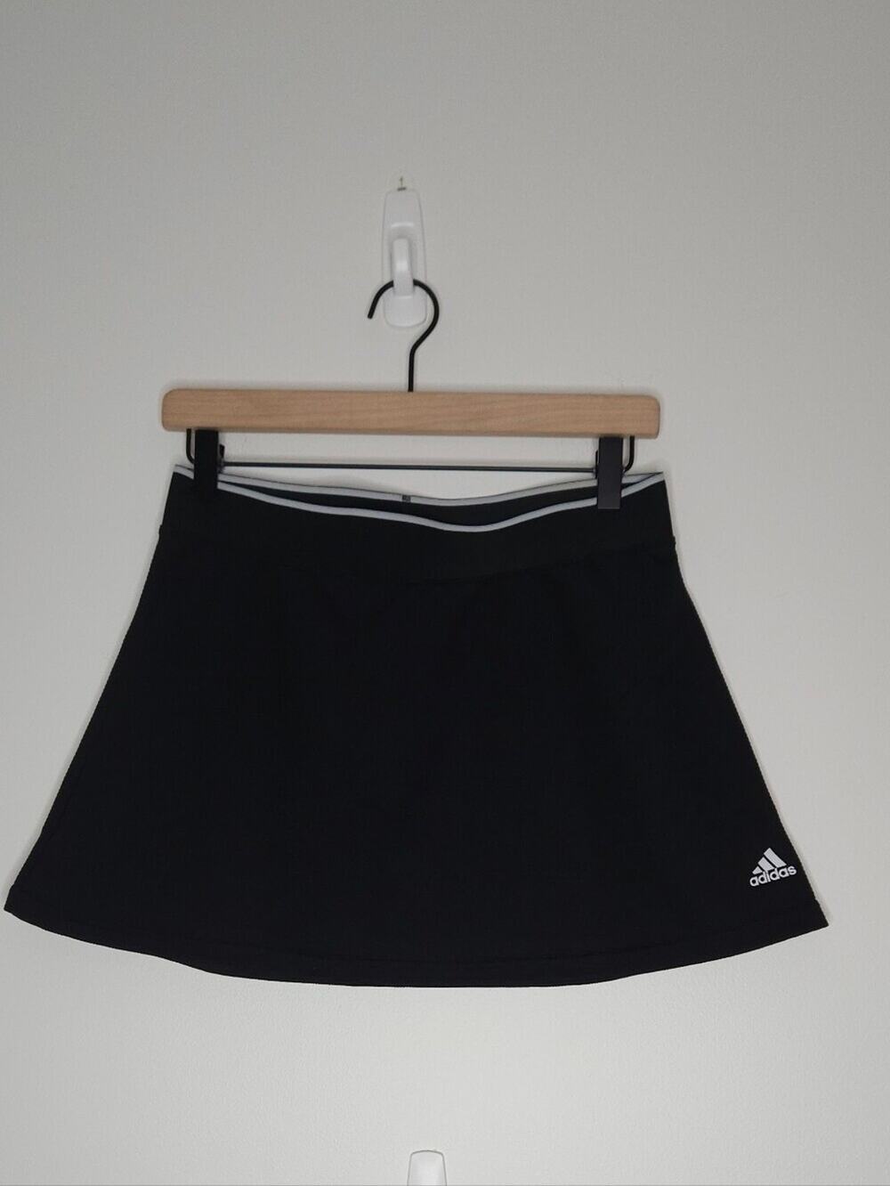 adidas Black Skater Tennis Skirt with White Trim